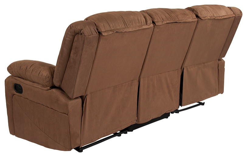 Harmony Series Chocolate Brown Microfiber Sofa  Two Built  In Recliners   Contemporary   Sofas   by First of a Kind USA Inc  Houzz