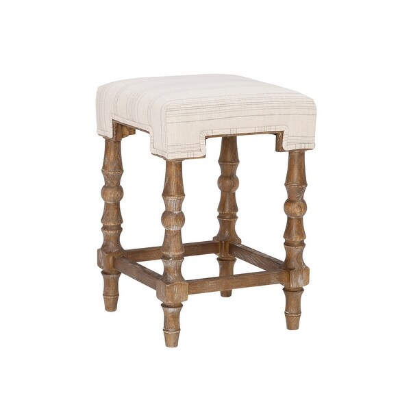 Sherry Natural Rustic Farmhouse Backless Striped Counter Stool