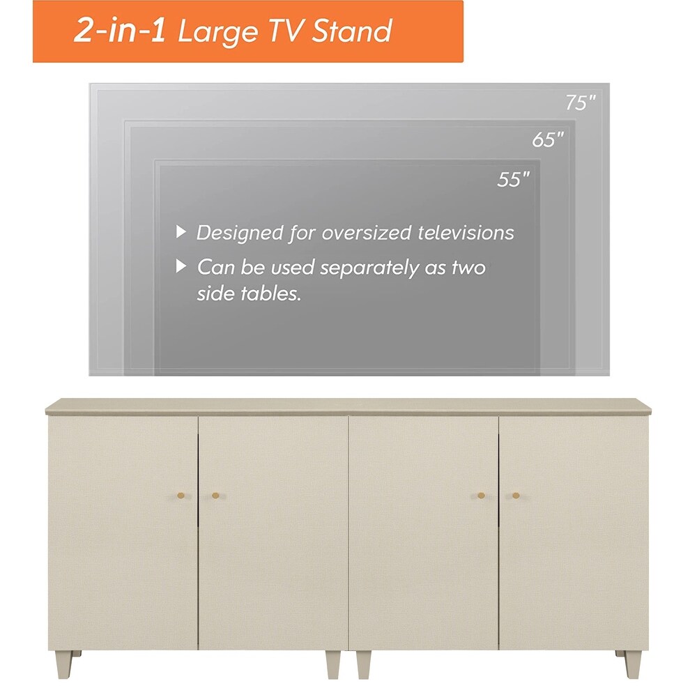 WAMPAT Modern TV Stand  Tall Entertainment Center with Doors