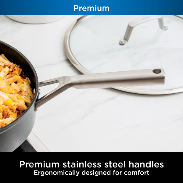 Ninja Foodi NeverStick Premium Hard-Anodized 3-Quart Sauté Pan with Glass Lid C30130