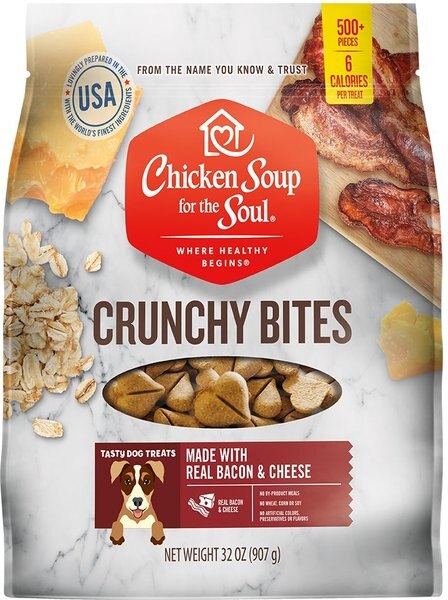 Chicken Soup for the Soul Crunchy Bites Bacon and Cheese Biscuit Dog Treats， 32-oz bag