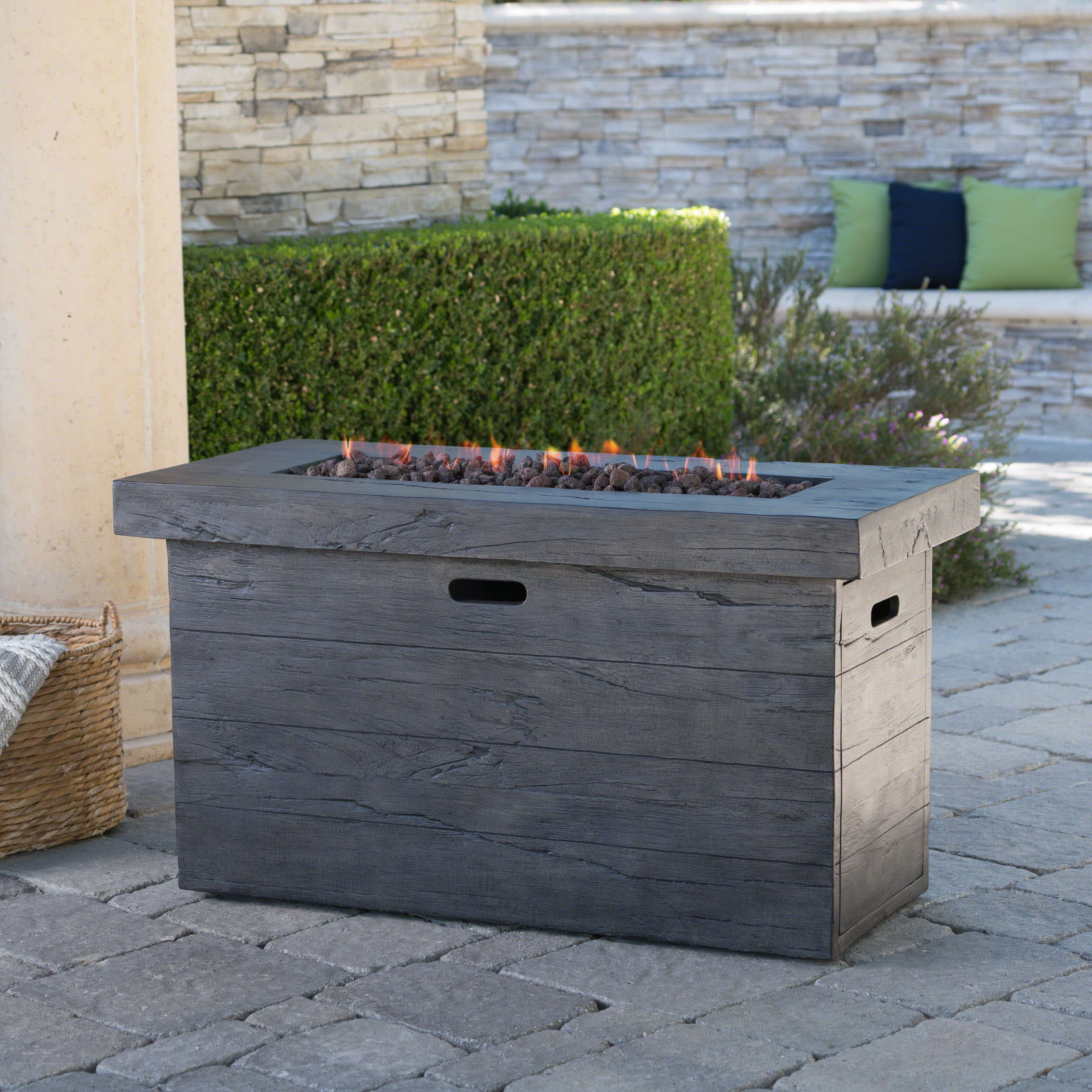 Aubreey Outdoor Rectangular Gas Burning Fire Pit - 50000 BTU