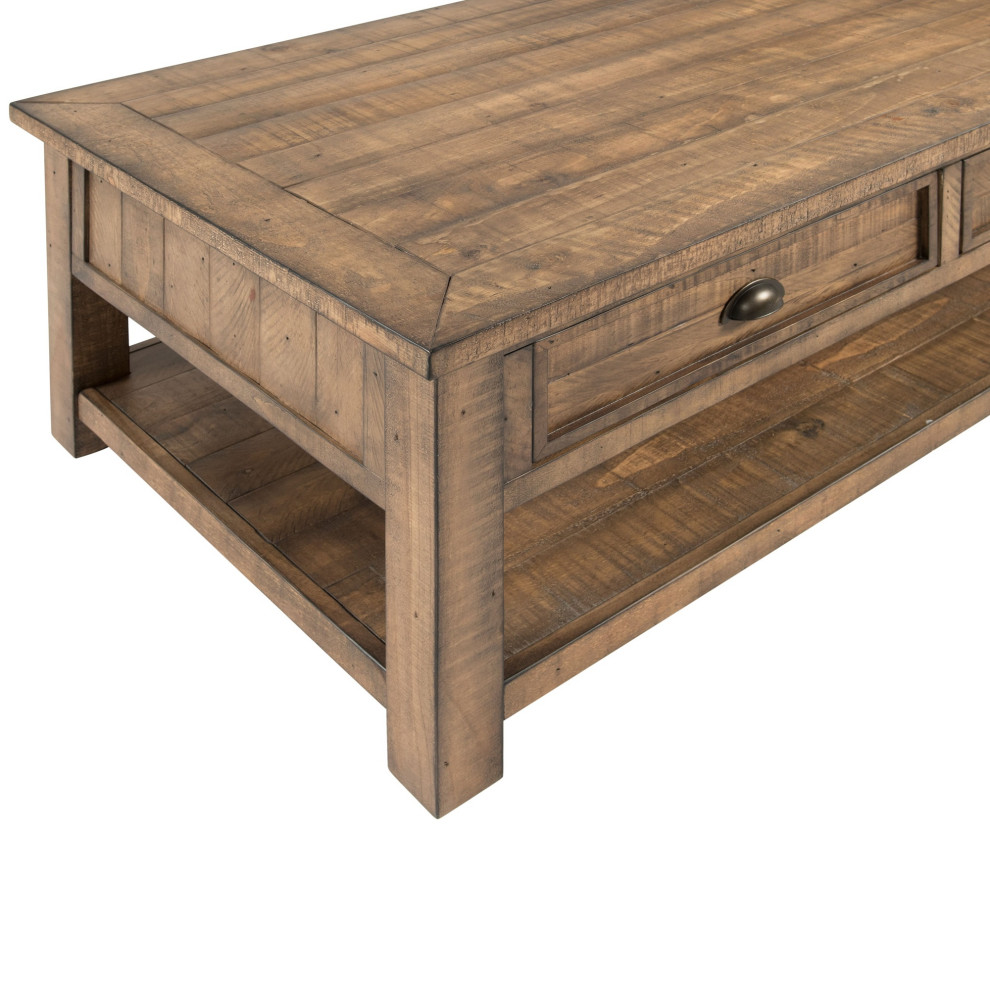 Coastal Style Rectangular Wooden Coffee Table With 2 Drawers  Brown   Transitional   Coffee Tables   by VirVentures  Houzz