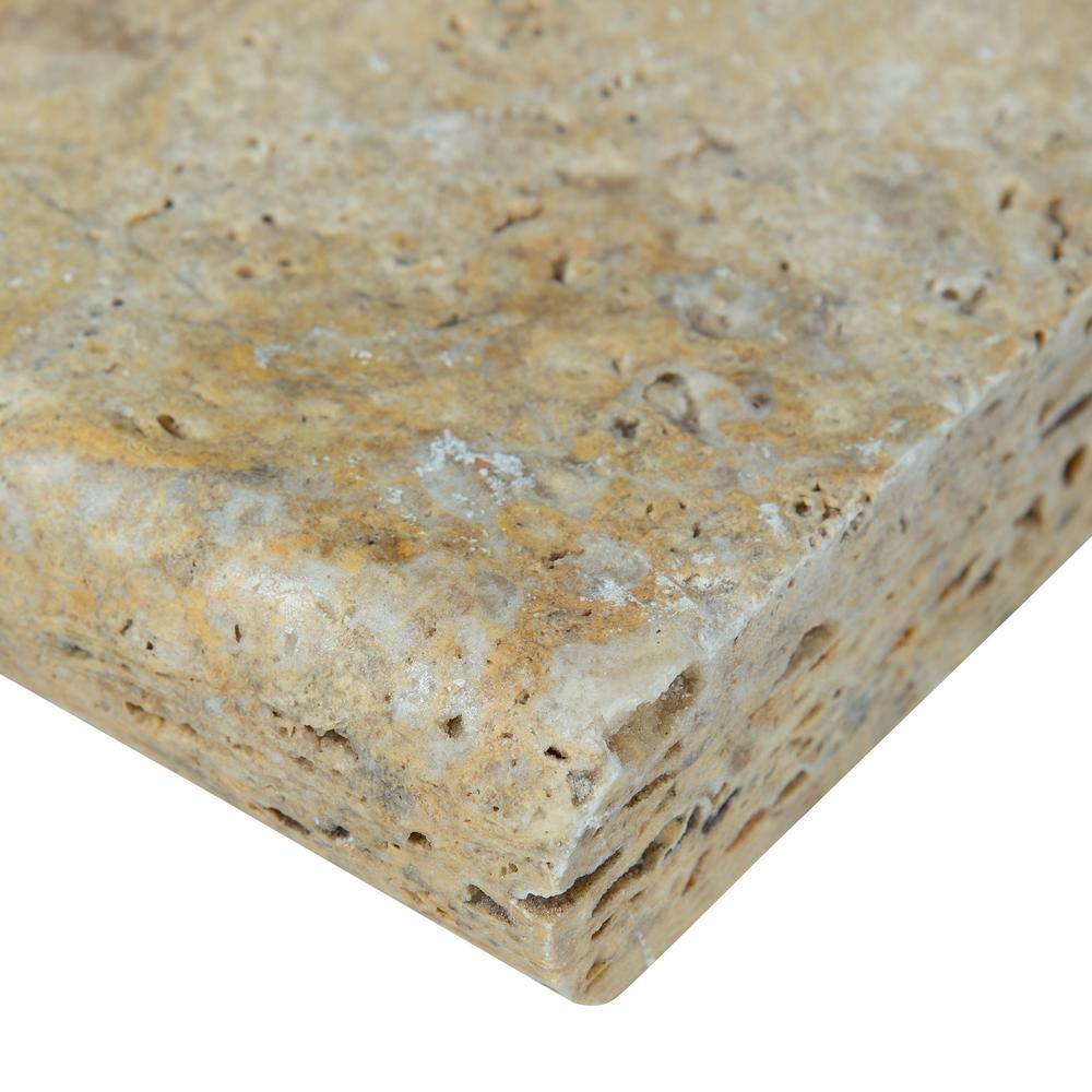 MSI Tuscany Scabas 2 in. x 16 in. x 24 in. Gold Travertine Pool Coping (10 Pieces26.7 sq. ft.Pallet) LCOPTSCA1624HUP