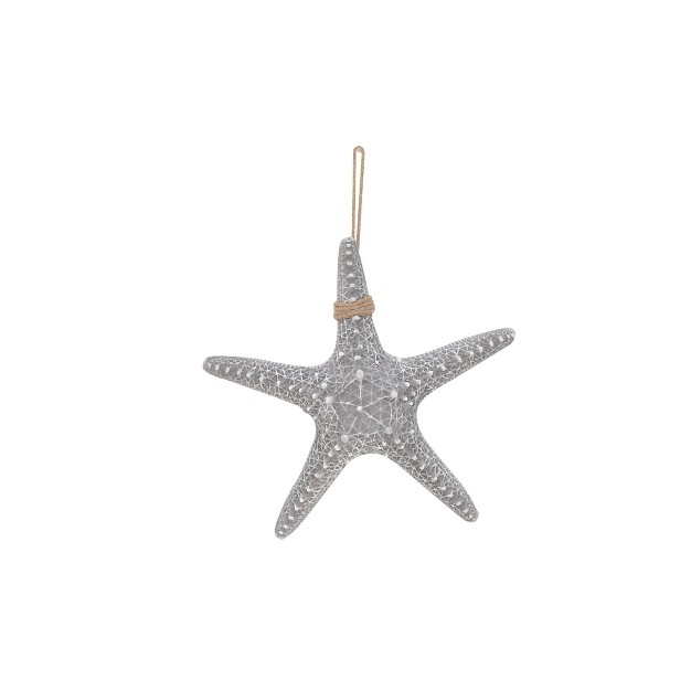 X 14 quot Polystone Starfish Wall Decor With Hanging Rope Gray Olivia amp May