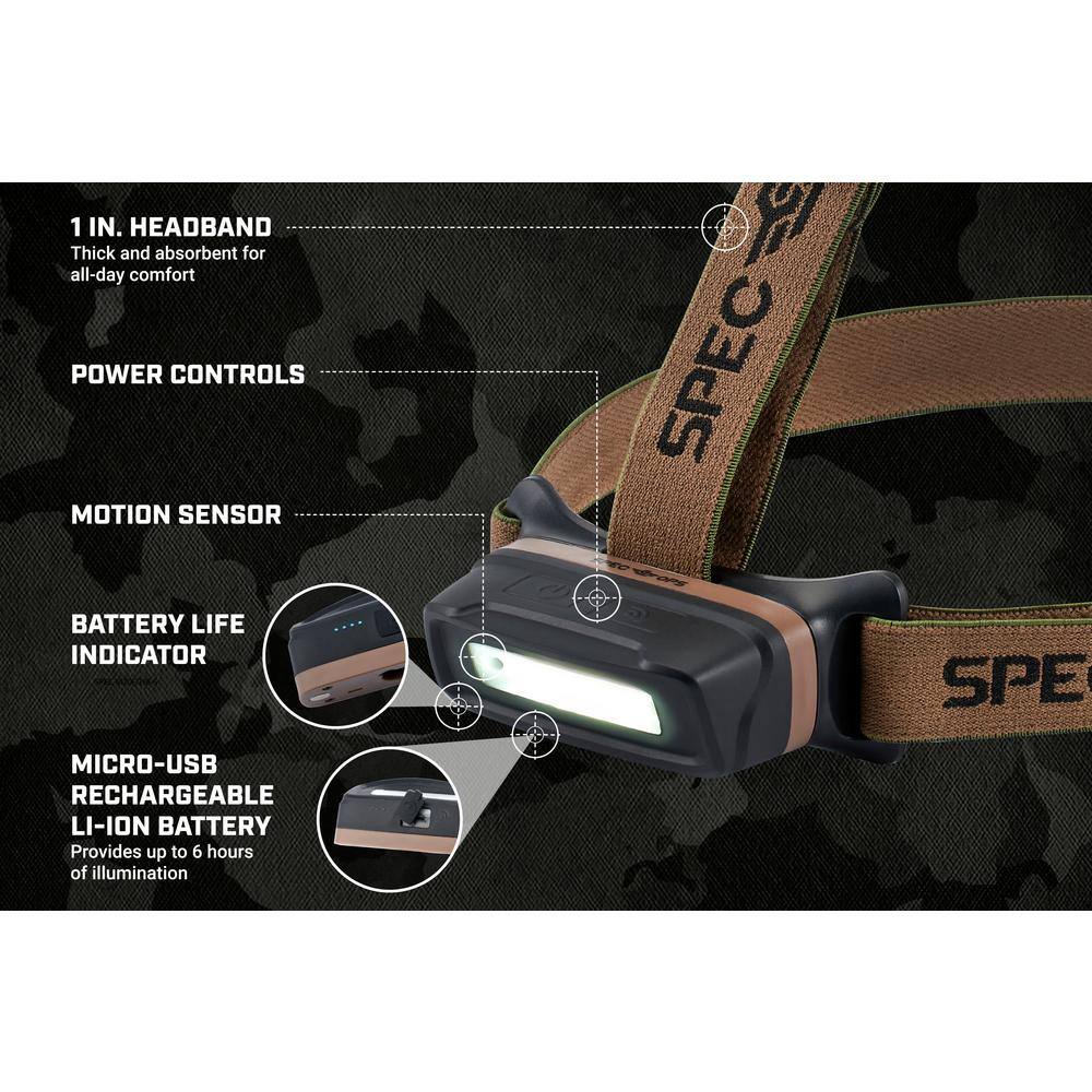 SPEC OPS Rechargeable LED Headlamp with Removable Light SPEC-HL280