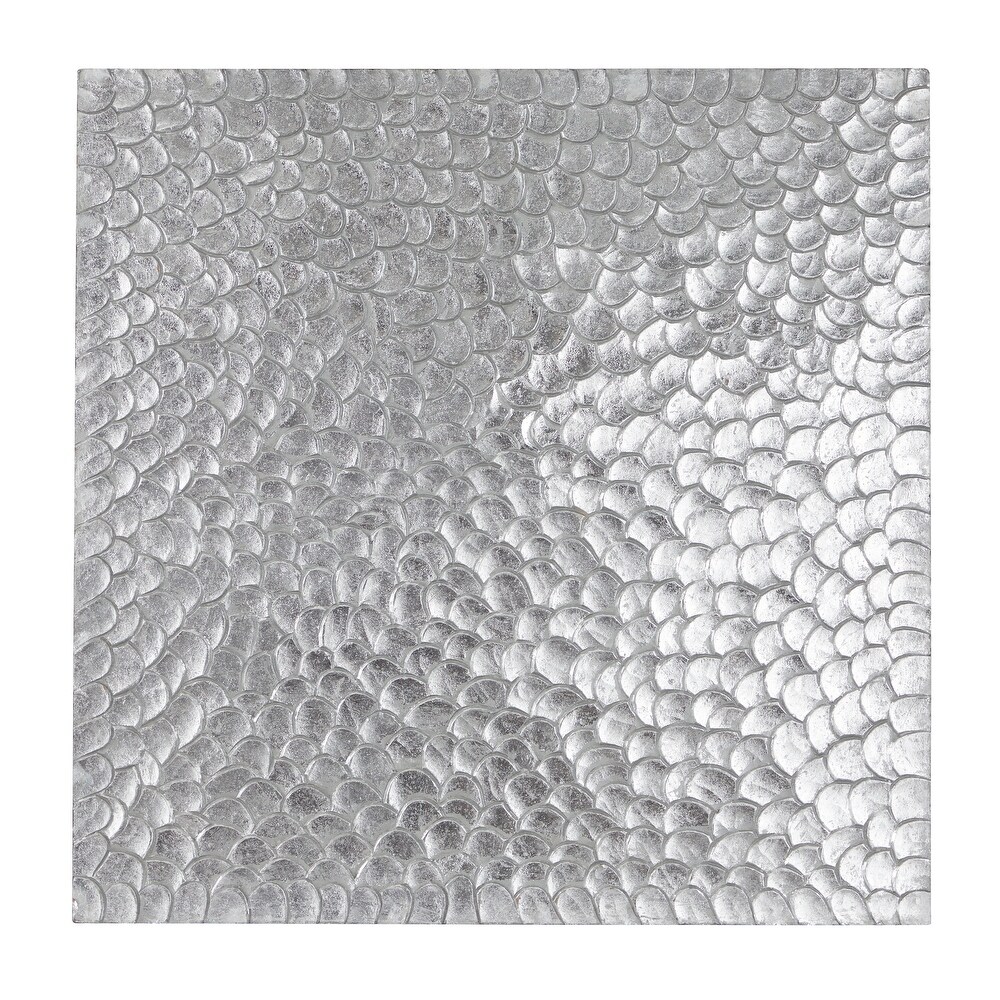 Gold or Silver Wood Carved Scales Abstract Wall Decor with Hammered Inspired Design