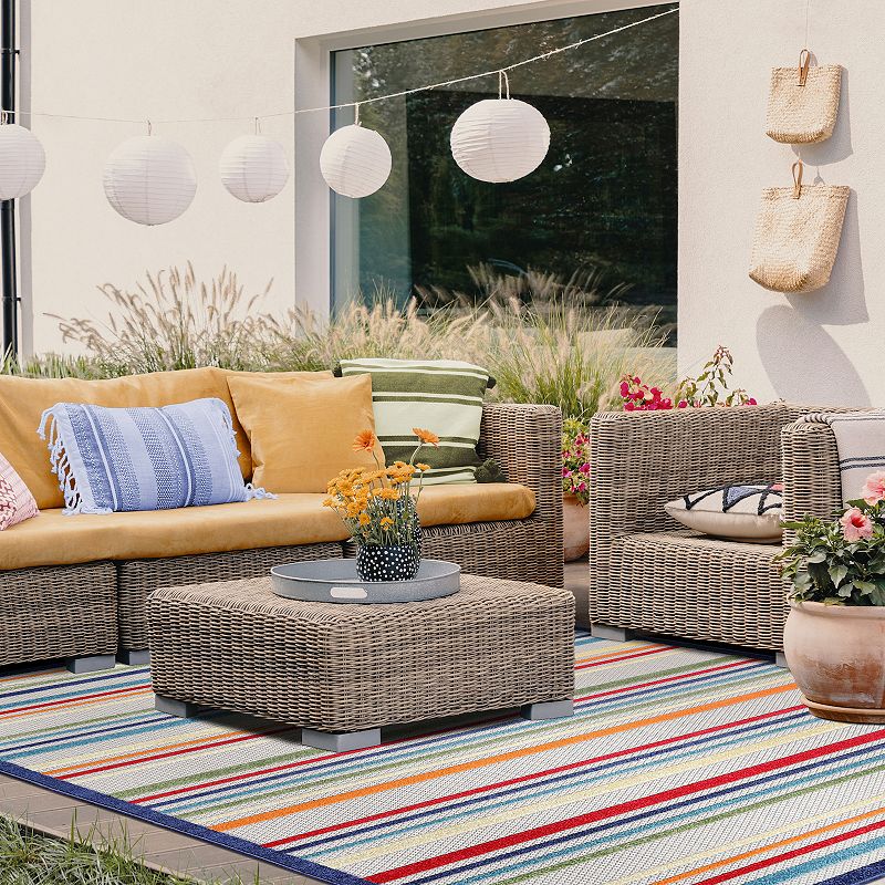 Superior Modern Casual Stripe Indoor Outdoor Area Rug