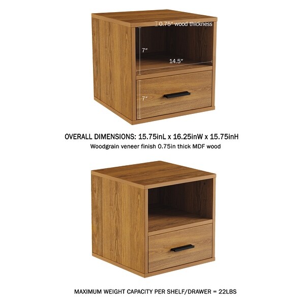 Hastings Home Cube End Table with Drawer - 15.75