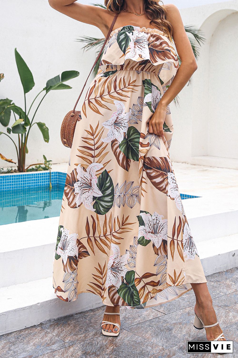 Floral Off-shoulder Long Dress Wholesale