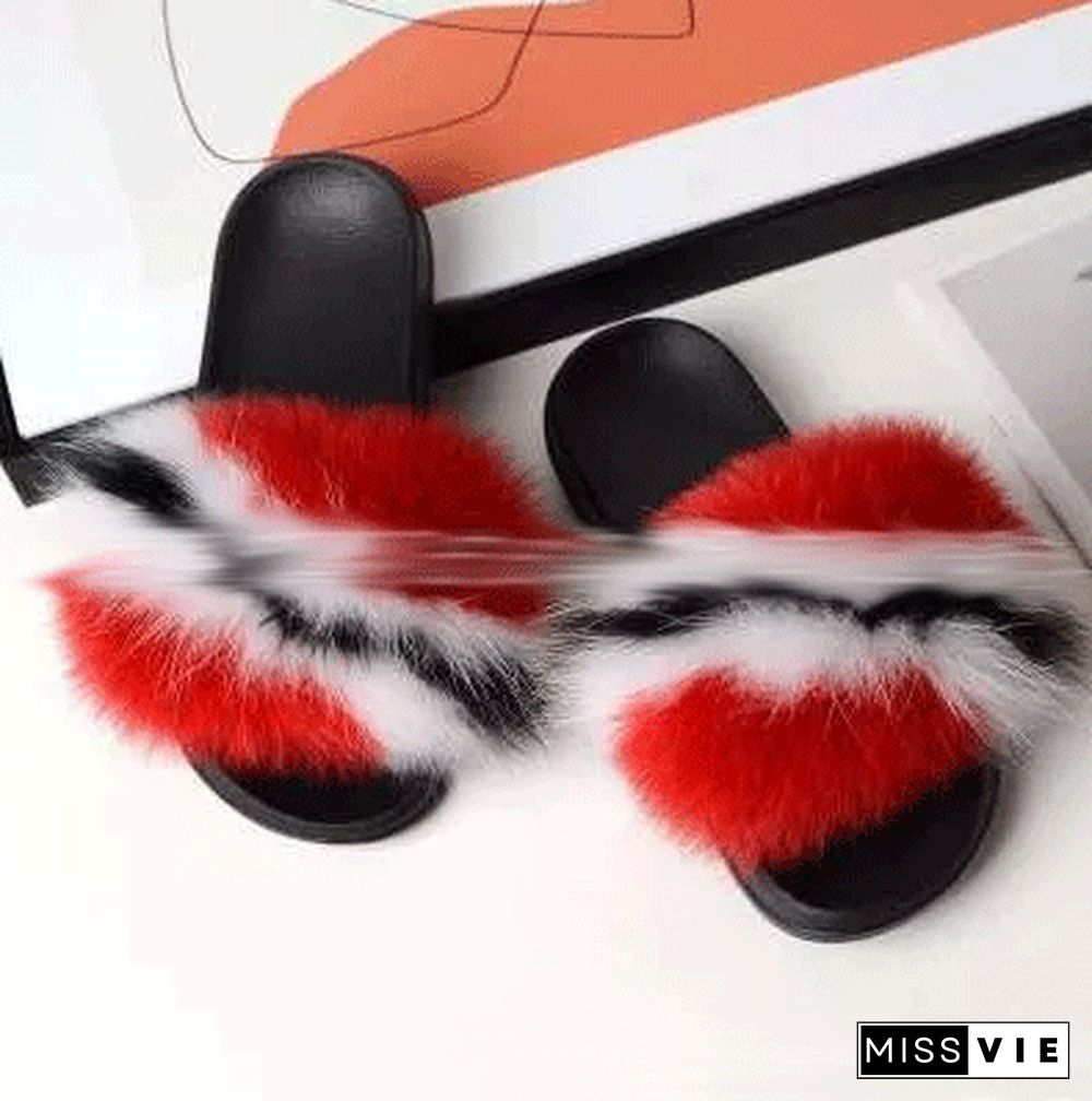 Furry Slippers Flat Half-drag Slippers