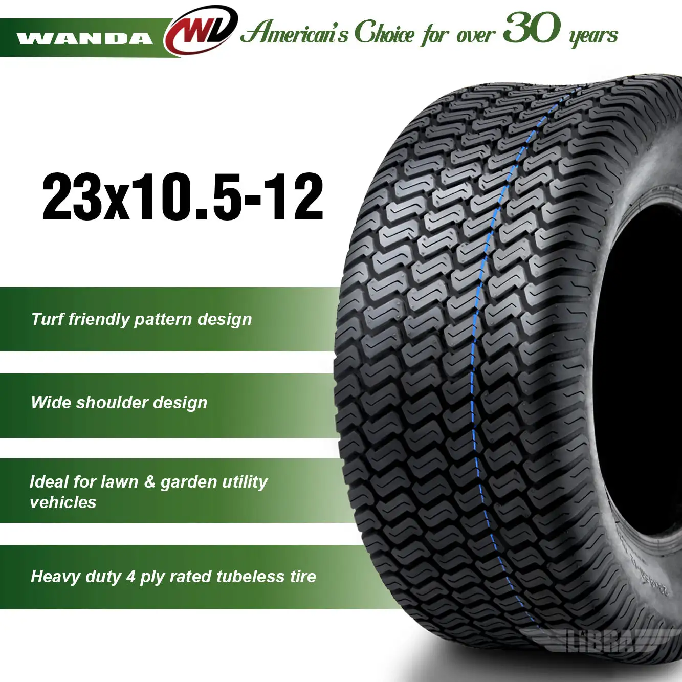 One New 23x10.5-12 Lawn Mower Golf Cart Turf Tire P332 /4PR - 13049