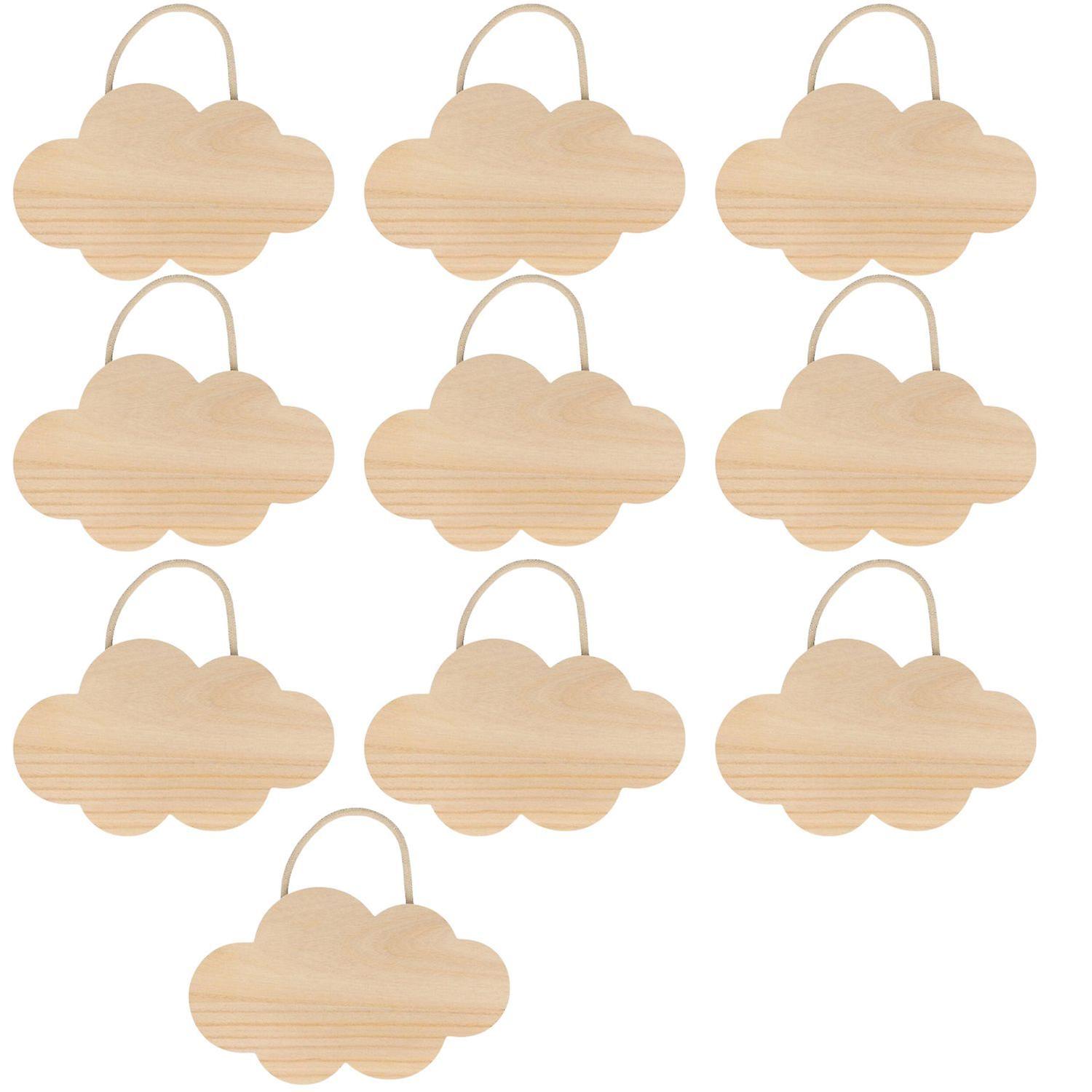 10 wooden clouds to hang 25 x 15 cm