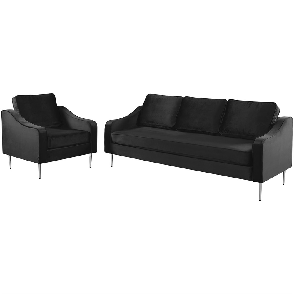 Merax 2 Piece Mordern Velvet Armchair and Sofa Sets