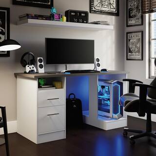 SAUDER Select 59.055 in. White 2-Drawer Gaming Desk with File Storage 429612