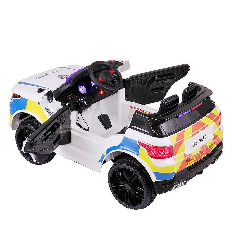 TOBBI 12 Volt Battery Powered Ride On 3 Speed Police SUV for Ages 3 Years and Up