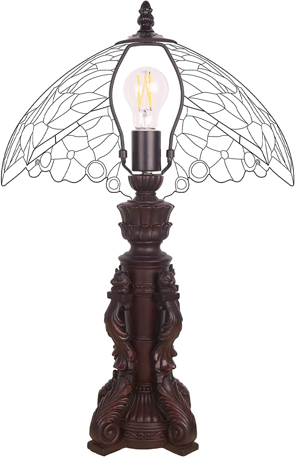 SHADY Tiffany Lamp Stained Glass Bedside Lamp for Bedroom 22\u2019\u2019 Tall Retro Desk Light Lamp LED Bulb(2700K  E26) Included Christmas