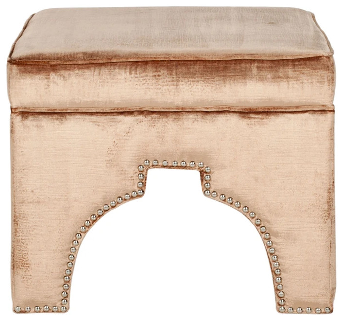 Cary Ottoman Silver Nail Heads Mink Brown   Transitional   Footstools And Ottomans   by Peachtree Fine Furniture  Houzz