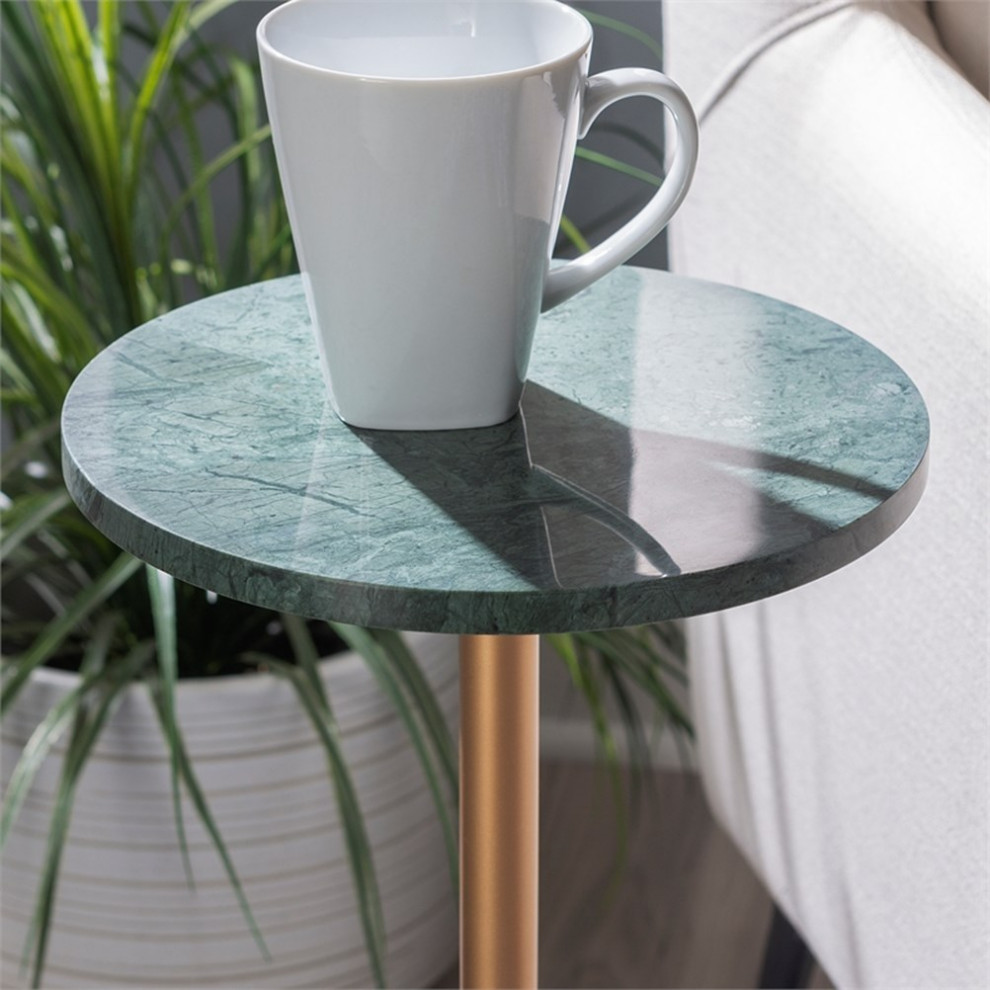 Linon Henny Metal and Marble Drink Table in Gold and Green   Contemporary   Side Tables And End Tables   by Homesquare  Houzz