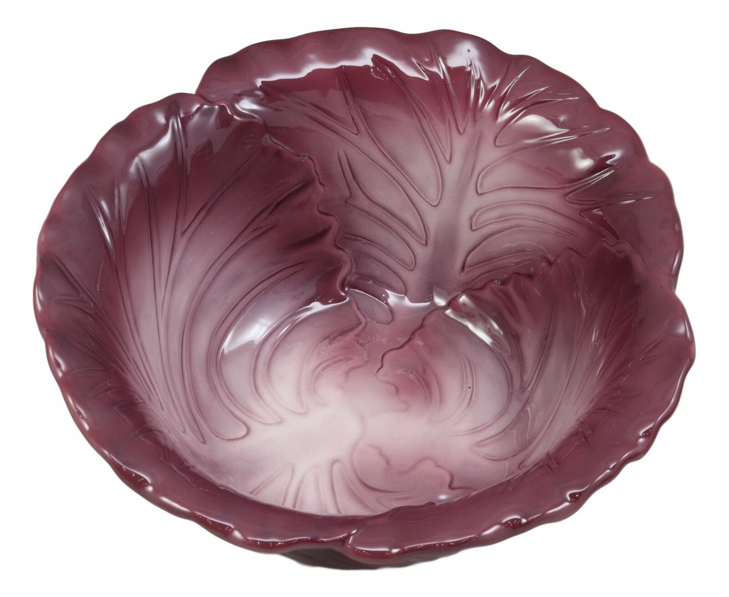 1 (12.75W) Home Decor Accent Red Cabbage Leaf Fruit Pasta Salad Serving Bowl Accent EBR02