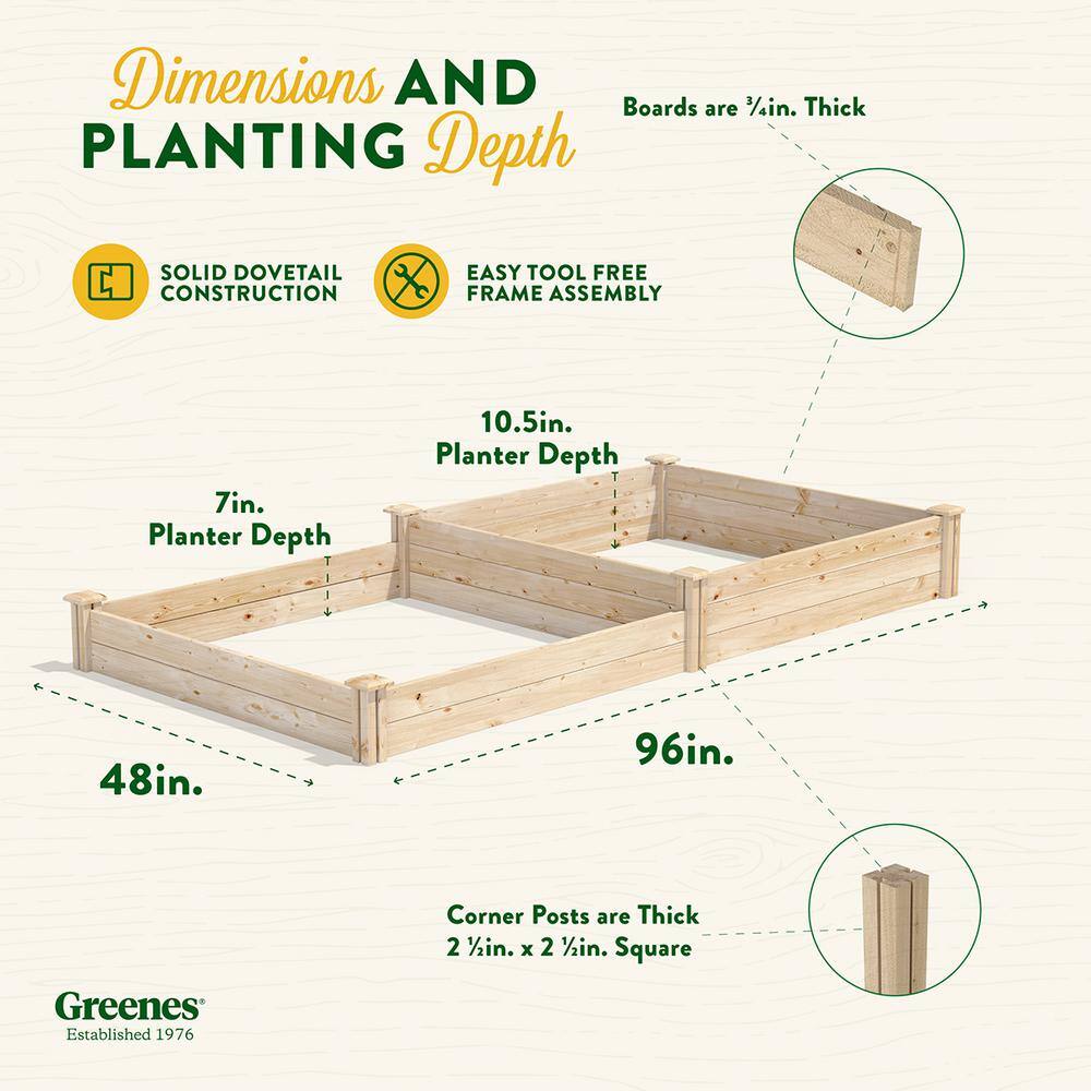 Greenes Fence 4 ft. x 8 ft. x 7 in. - 10.5 in. Original Pine Raised Garden Bed RCP4C8T2