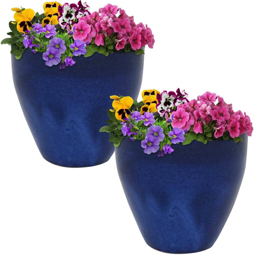 Sunnydaze Decor Resort 10 in. Blue Indoor/Outdoor Ceramic Planter (2-Pack) AP-138