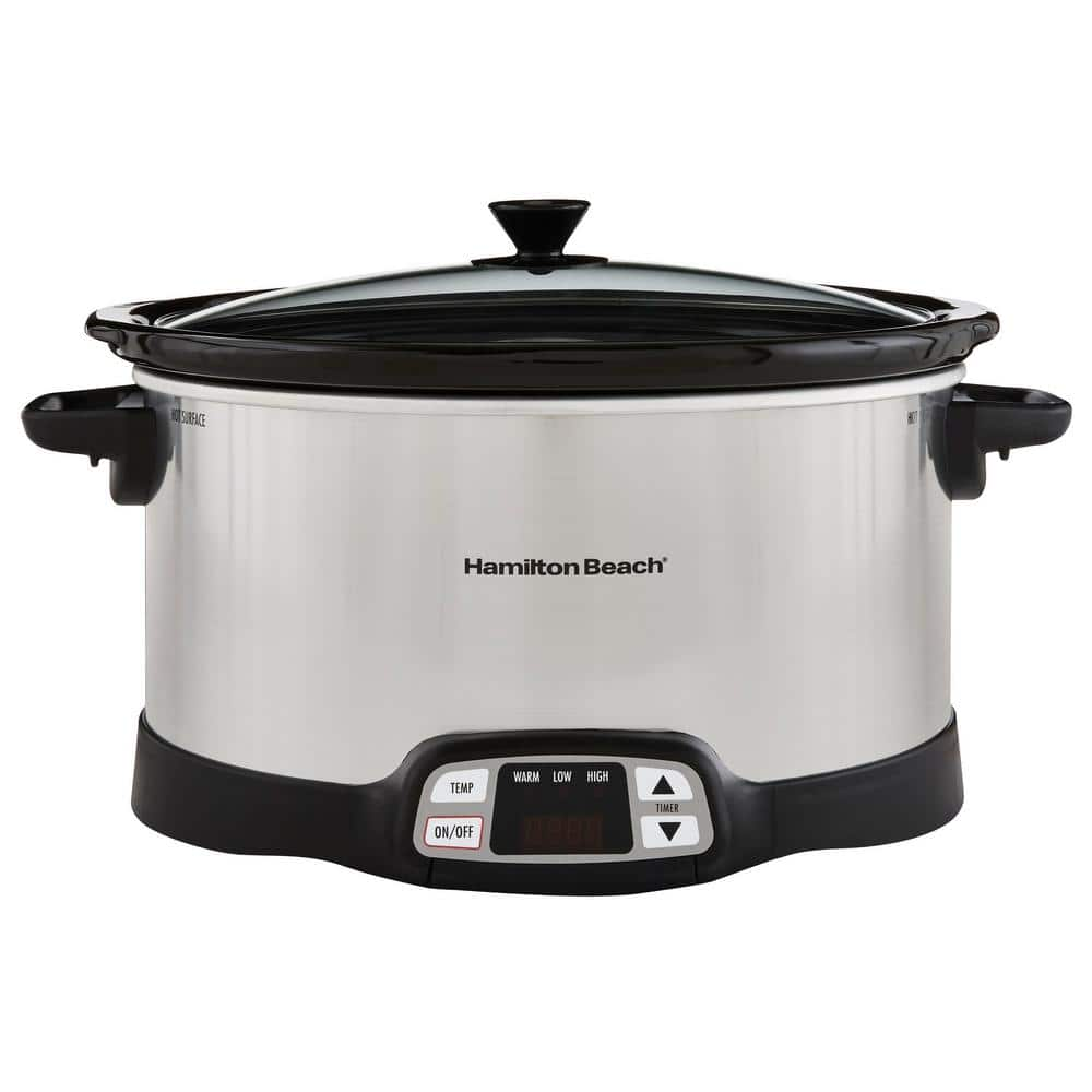 Hamilton Beach 8 Qt. Programmable Stainless Steel Slow Cooker with Built-In Timer and Temperature Settings 33480