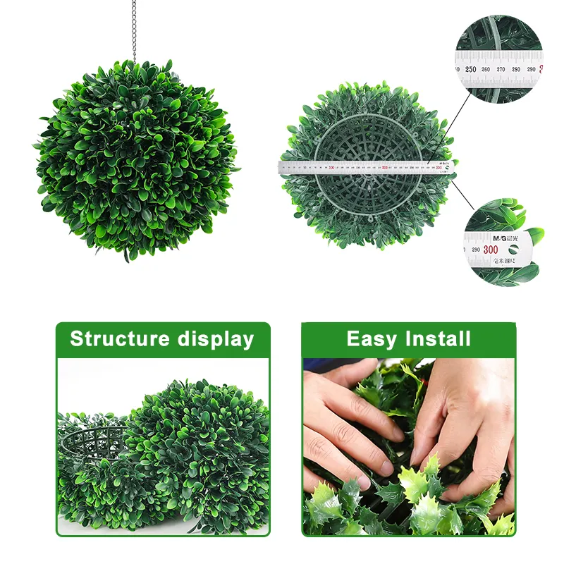 Q72 Garden Supplies Greenery Ball Grass Round Faux Ball Artificial Green Foliage Ball for Home Daily Party Decor