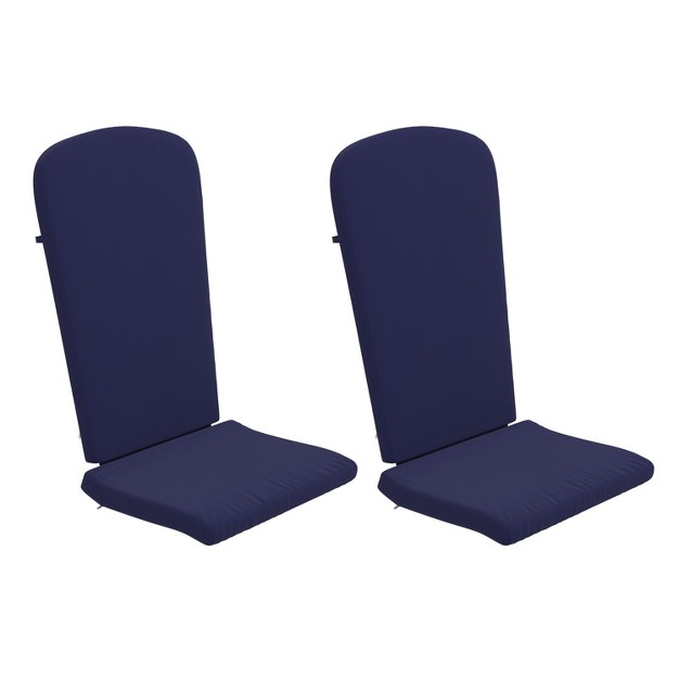 Merrick Lane Set Of 2 Indoor outdoor High Back Adirondack Chair Cushions With Elastic Strap And Water Resistant Covers