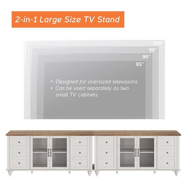 WAMPAT Farmhouse 2 in 1 TV Stand with Storage Cabinet for up to 110