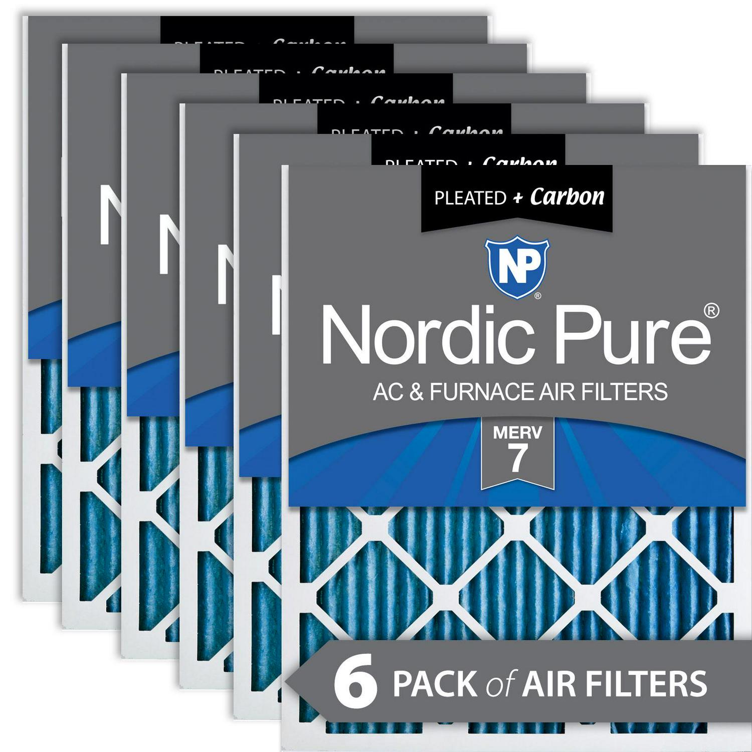 16x25x1 (15_1/2x24_1/2) Pleated Air Filters MERV 7 Plus Carbon 6 Pack