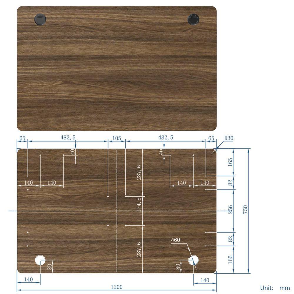 Costway 48 in. x 30 in. Frame Walnut Universal Rectangle Wood Coffee Table Tabletop for Standard and Standing Desk JV10098TN-M