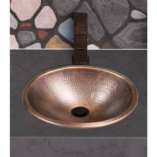 Monarch Abode 17 in. Hand Hammered Oval Drop-In Bathroom Sink in Pure Copper 17003