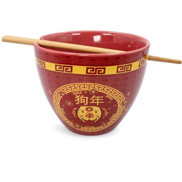 Boom Trendz Year Of The Dog Chinese Zodiac 16 ounce Ramen Bowl And Chopstick Set