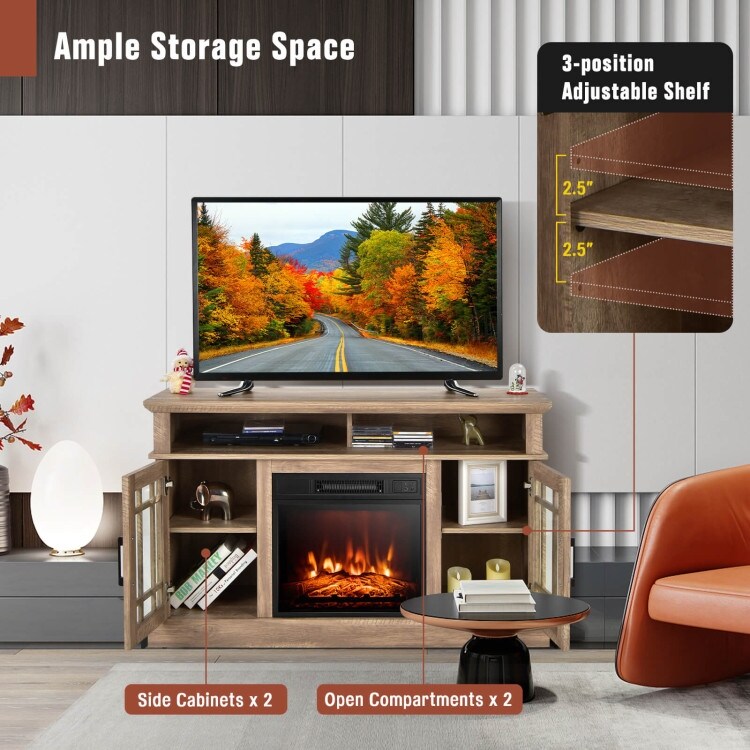 48 Inch Electric Fireplace TV Stand with Cabinets for TVs Up to 50 Inch   48\