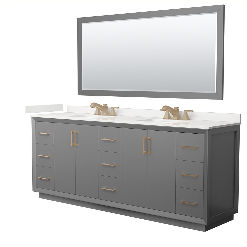 Strada 84 inch Double Vanity  Quartz Top  70 inch Mirror