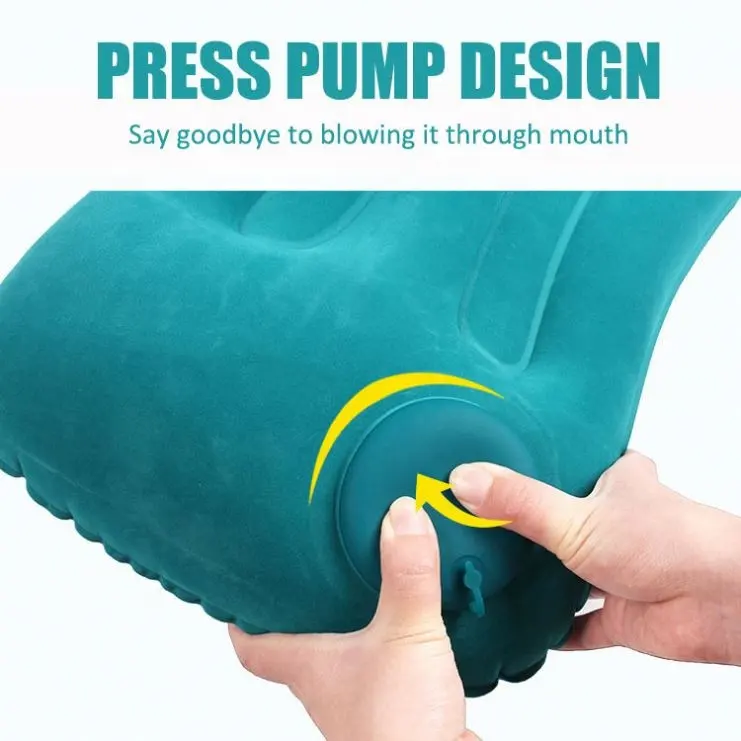 Air Inflatable Press Type Travel  Portable Sleeping Airplane Pillow Neck Support Car Pillow Bedding Cushion