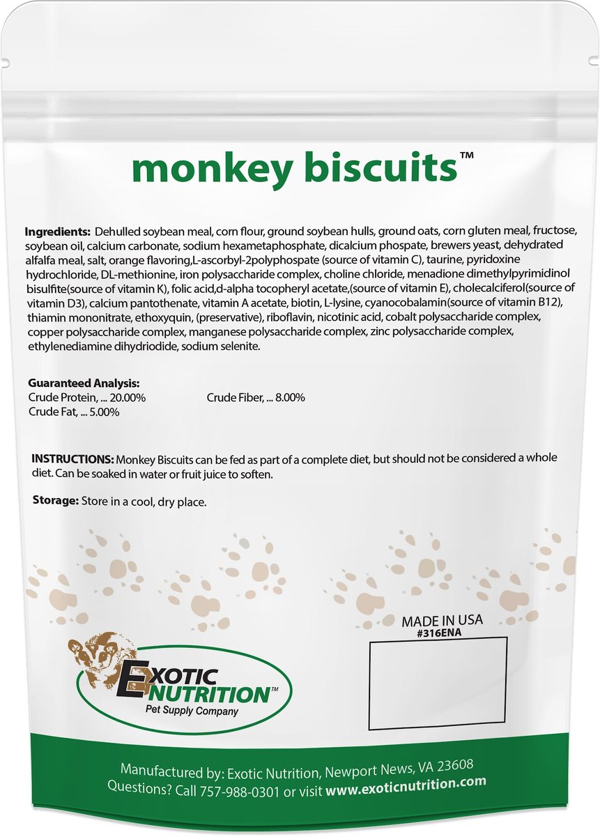 Exotic Nutrition Orange Flavor Monkey Biscuits Small Pet Treats， 14-oz bag