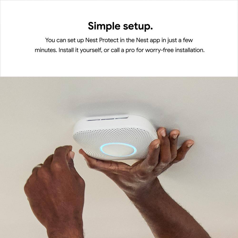 Google Nest Protect - Smoke Alarm and Carbon Monoxide Detector - Battery Operated - 3 Pack GA03702