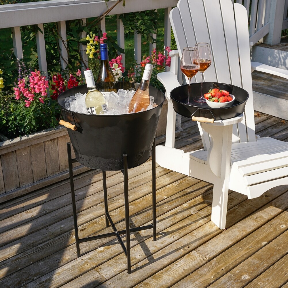 Black Beverage Tub with Stand   Tray by Twine Living