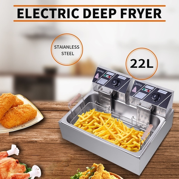 23.26Qt/22L Stainless Steel Large Single-Cylinder Electric Fryer