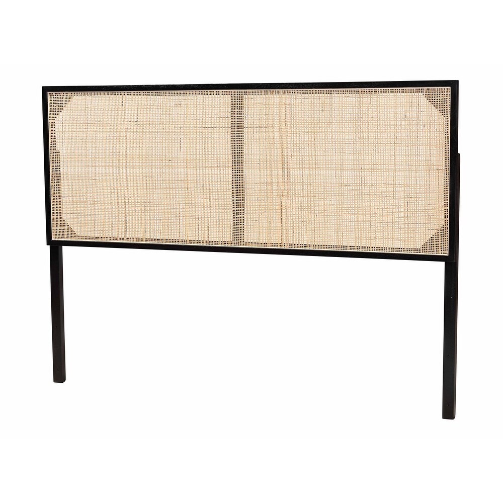 bali   pari Aurelia Modern Bohemian Bayur Wood and Natural Rattan Headboard