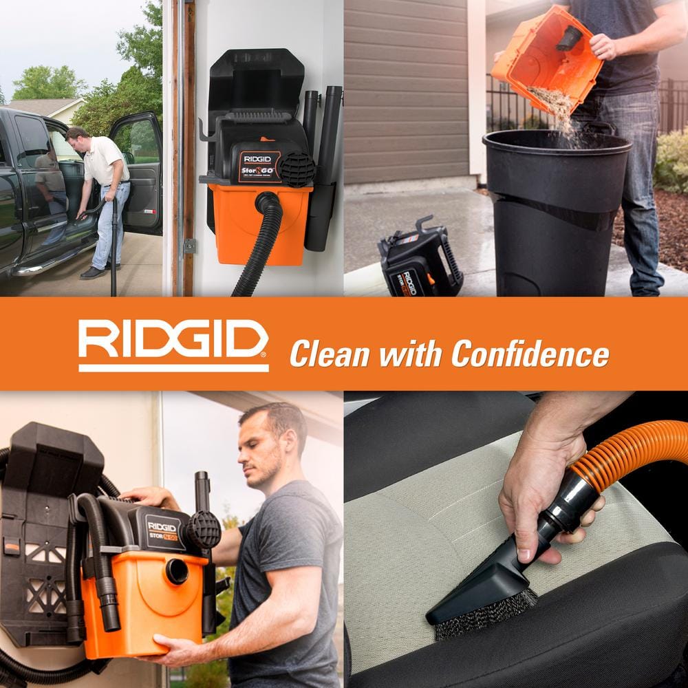 RIDGID 5 Gal. 5.0 Peak HP Portable Wall-Mountable Wet/Dry Shop Vacuum with LED Lighted Car Nozzle and Premium Car Cleaning Kit WD5500B