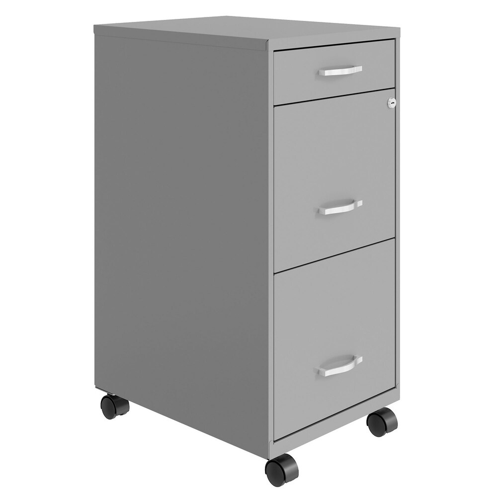 Space Solutions 18 In Wide 3 Drawer Mobile Organizer Cabinet for Offices  Silver