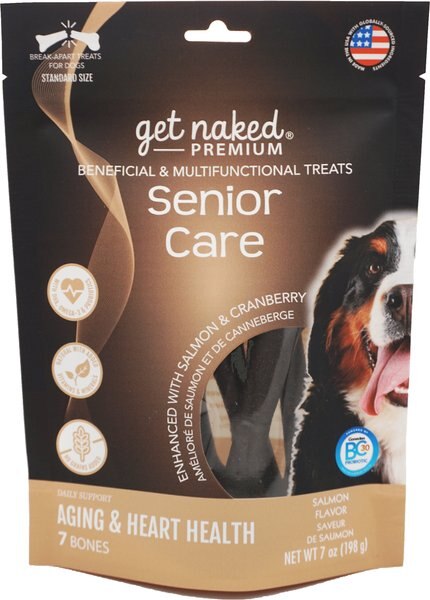 Get Naked Premium Senior Care Chicken and Salmon Flavor Grain-Free Dog Treats， 7 count