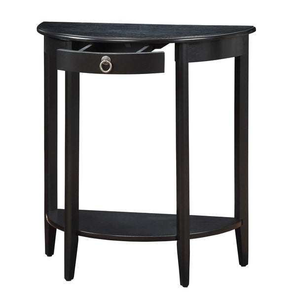 Urban Designs Half Moon Console Table With Drawer - Black