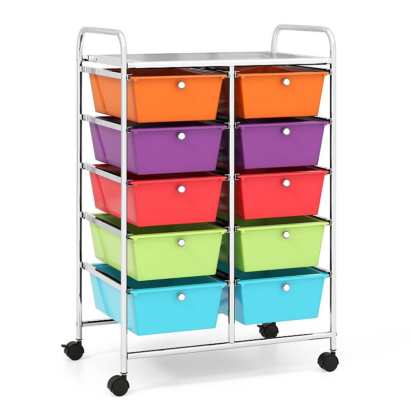 10-drawer Rolling Storage Cart