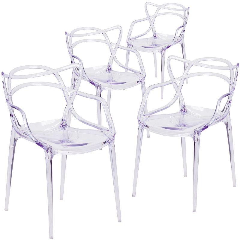 Emma And Oliver 4 Pack Transparent Stacking Side Chair