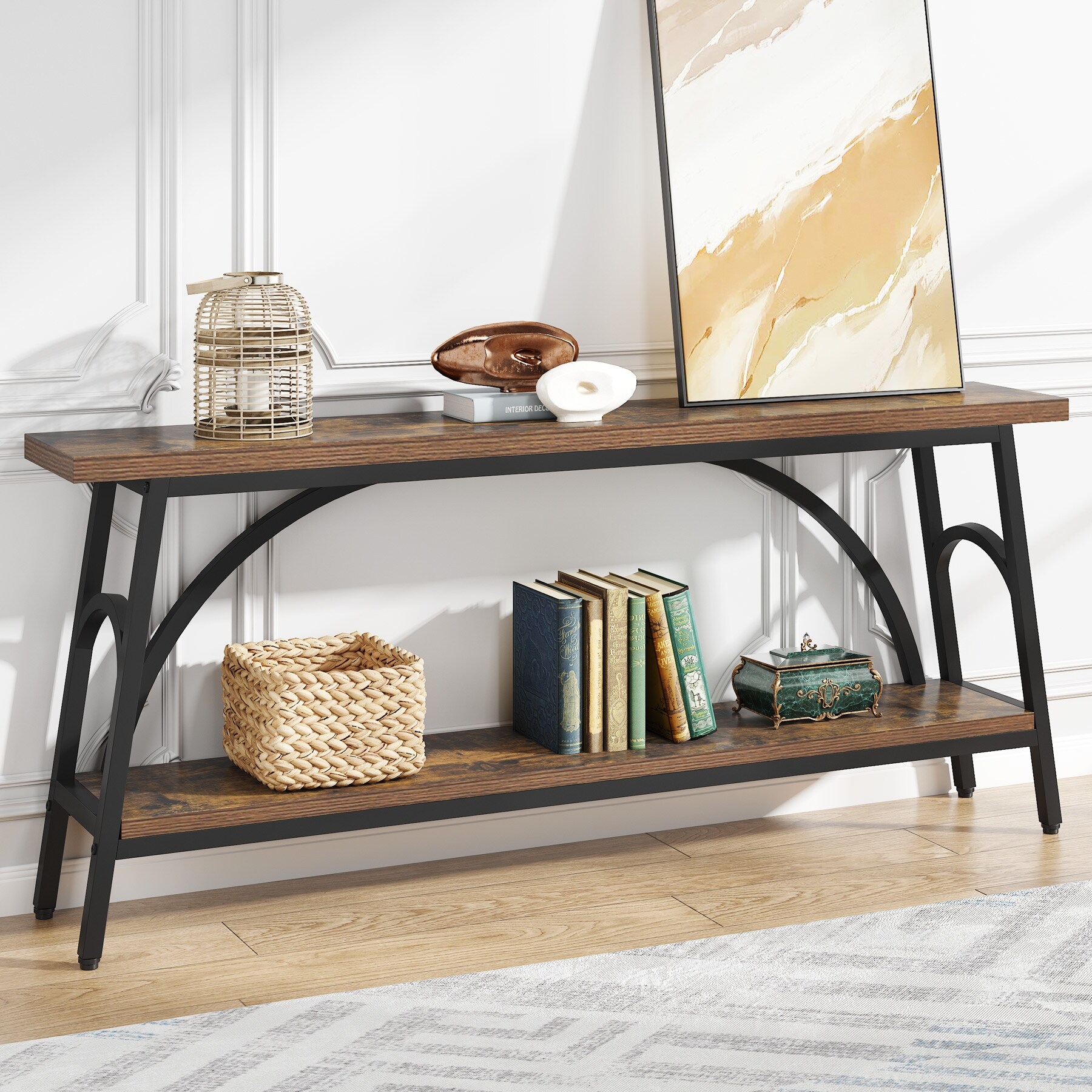 Extra Long Console Table， 70.8” Narrow Sofa Tables Entryway Table