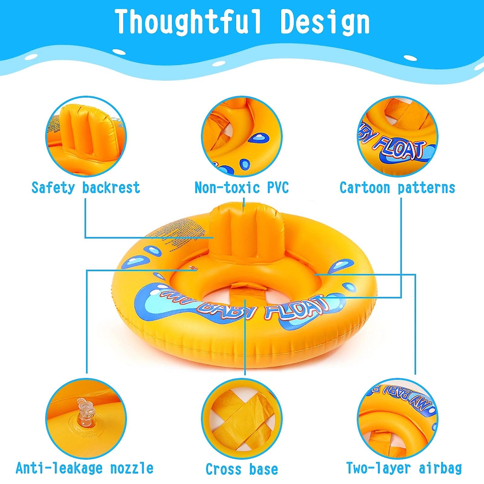 Baby Double-Ring Inflatable Swim Ring Float Seat With Backrest